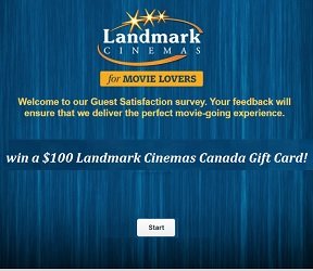 My Landmark Cinemas Feedback Contest at www.mylandmarkcinemas.com, win $100 gift card