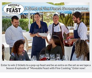 Fine Cooking Magazine Sweepstakes Giveaway at www.finecooking.tv/winfeast . Win Trip to Set of Moveable Feast