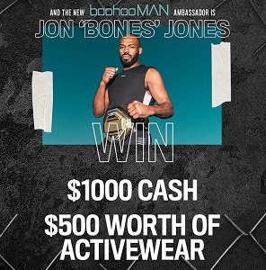 BoohooMan sweepstakes win cash and active wear giveaway