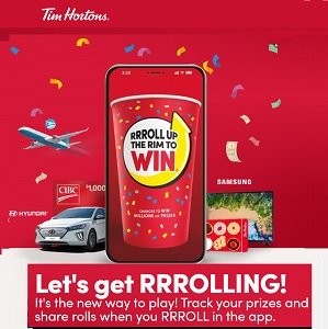 Download Tim Hortons Roll Up The Rim to win app, www.rolluptherimtowin.ca
