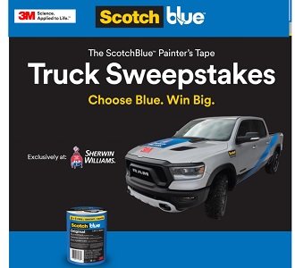 3m.com Sweepstakes 2020 ScotchBlu Painter’s Tape Giveaway at www.3m.com/ProPainterSweeps.Enter to win a 2020 RAM Rebel Truck.