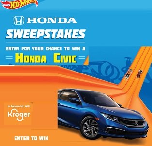 HOT WHEELS Sweepstakes 2020 Mattel Honda Civic Giveaway at www.hotwheels.com/carsweeps. Complete the form & share on Social Media to win a Honda Civic car!