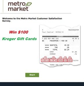 Metro Market Customer Survey at www.metromarketexperience.com