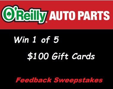 www.Oreillycares.com. O Reilly Auto Parts Feedback Sweepstake. Car buffs, complete the customer survey for a chance to win a free gift card to O'Reilley's!