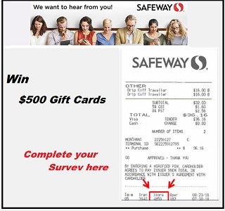 Safeway.ca/Mysafeway Feedback Contest - Win $500 Grocery Gift Cards with Customer Survey 