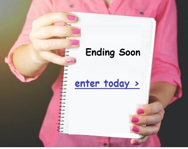 Woman holding sign, enter today Canadian Contests expiring SOON