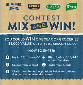 MixandWin Contest: Win Free Groceries with Hellmann's, Knorr & Lilydale