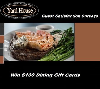Yard House Survey Contest: Win $100 Restaurant Dining Gift Card at www.yardhousesurvey.com