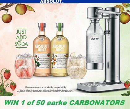 Absolut Vodka Canada Contest , Aarke sparkling water makers!