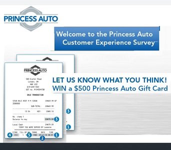 www.palcares.com.PRINCESS AUTO Survey Contest for Canada. win $500 gift card prizes