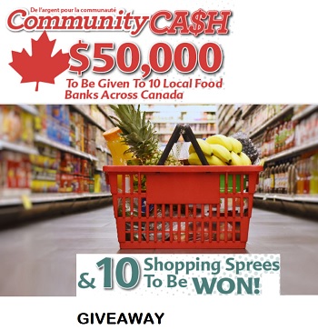 Community Cash Sweepstakes: Win $500 & $5000 Food Bank Donation