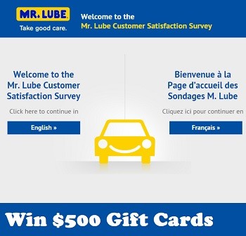 Mr.Lube: Take Survey to Win $500 Prizes