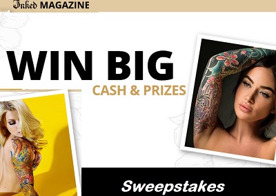 Inked Magazine Sweepstakes win free tatoo gift cards, Cover Model of the Year prizes