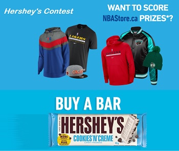 Herehy's  Sweeter Together. WANT TO SCORE NBAStore.ca PRIZES?

BUY
Any 2 participating Hershey products.


