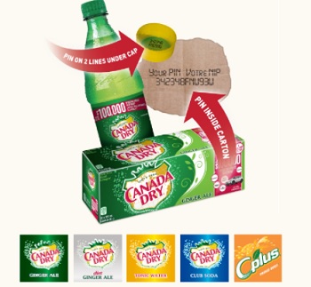  CanadaDry.ca find PIN found under the cap of specially-marked bottles of Canada Dry or CPlus, inside specially-marked cartons of Canada Dry products,