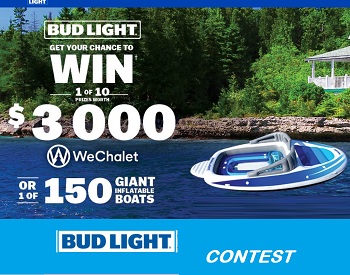 CONCOURS Budlight.ca: Win WeChalet Vacation & Inflatable Boats