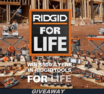 Rigid Tools Contest: Win Rigid Tools For Life Prize (12,500)