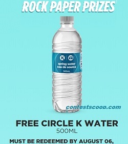 Rock Paper Prizes Circle K, I won a free bottle of water July 27th