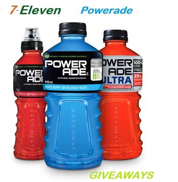 7 Eleven Stores  Powerade giveaway. scan your 7 Rewards app or text  for  to win 