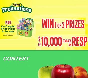 Motts fruitsations contest: Win RESP's & Crayola Colouring Prizes at mottsfruitsations.ca