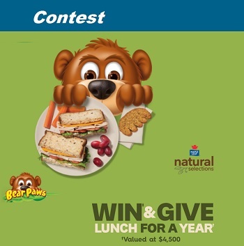 Natural Lunch Buddies: Win Schneiders Natural & Bear Paws For a Year, visit www.NaturalLunchBuddies.ca or www.CompagnonsDeLunchNaturels.ca, 