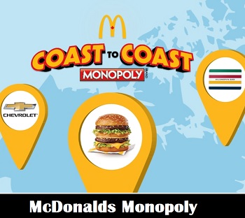 McDonalds 2021 Monopoly Coast To Coast Contest: Win 1.3 Million in Prizes