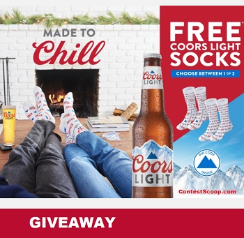 Coors Light Winter Socks Ca Giveaway: Free Holiday Socks (Pin Code) at coorslightwintersocks.ca, see at contestscoop.com