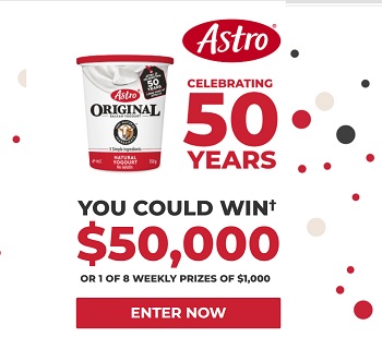 Astro.ca Yogurt Contests for Canada  - 50 Years Anniversary Giveaway at  WinWithAstro.ca