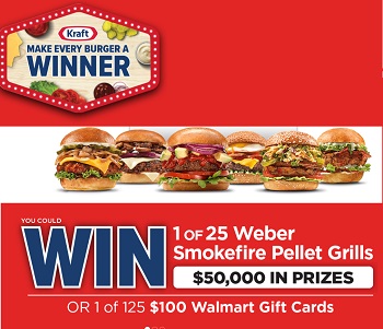 Kraft Contest: Winningburgers ca - Win Weber Grill Prizes (Upload receipt)