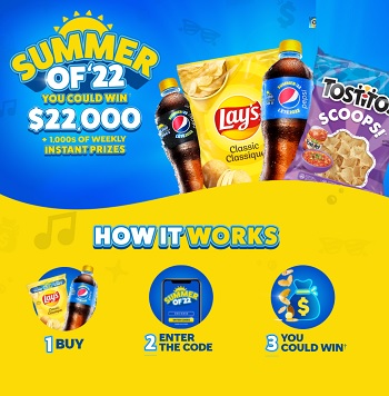 Lays and Pepsi Canada 2022 Summer Contest win cash and instant prizes at winsummer.ca