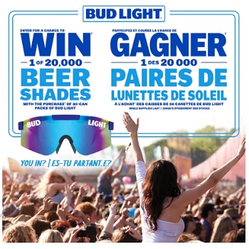 2022 BUD LIGHT Beer Shades Giveaway at budlight.ca/bud-light-shades