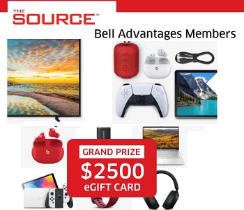  The Source Canada Bell Advantages Customer Contest 2022 Tech Giveaways at TheSource.ca/BellAdvantages
