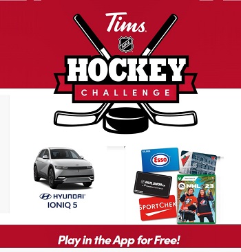 Tim Hortons 2022 - 2023 Tims NHL Hockey Challenge Points Giveaway on the App 