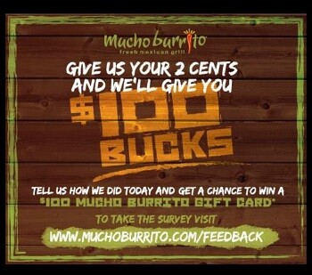  Mucho Burrito Feedback and Survey Contest for Canada MuchoBurrito.com/feedback