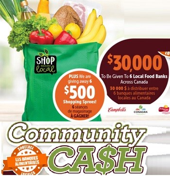 Sobeys  Community Cash Sweepstakes - $50,000 Food Bank Donation Giveaway at communitycash.ca
