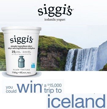 Siggis Canada Contest Win With Siggis Yogurt - Trip to Iceland Giveaway at winwithsiggis.com