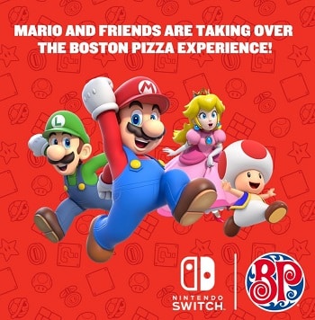 Boston Pizza Canada Contests 2023 Super Mario Nintendo Switch Giveaways at bostonpizza.com/nintendoswitch