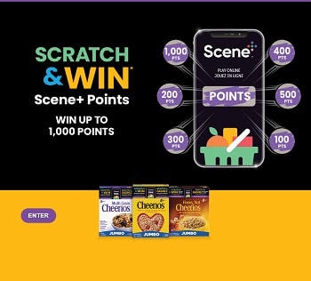 Scratch and Win Scene+ Contest: Win Scene Points at scratchandwinsceneplus.ca with Cheerios Cereal